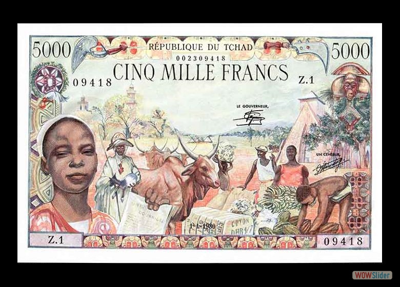 Chad P8 5000 Francs 1980