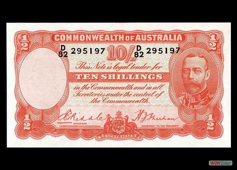 Australia P21 10 Shillings N. D. Sig. Riddle & Sheehan